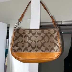 Coach Brown and Tan Monogram Shoulder Bag
